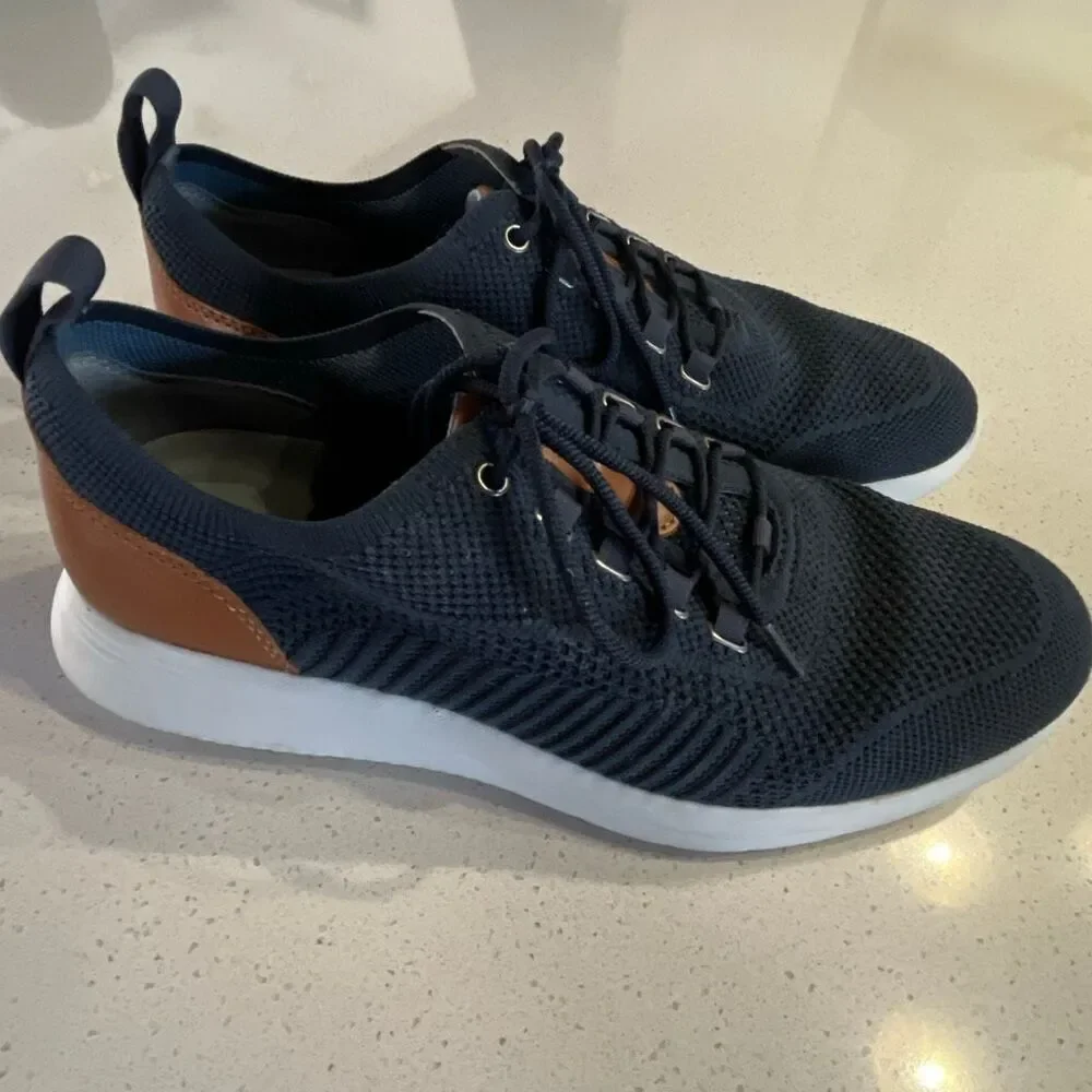 Johnston & Murphy Amherst Knit U-Throat Sneakers Mens 9 Navy